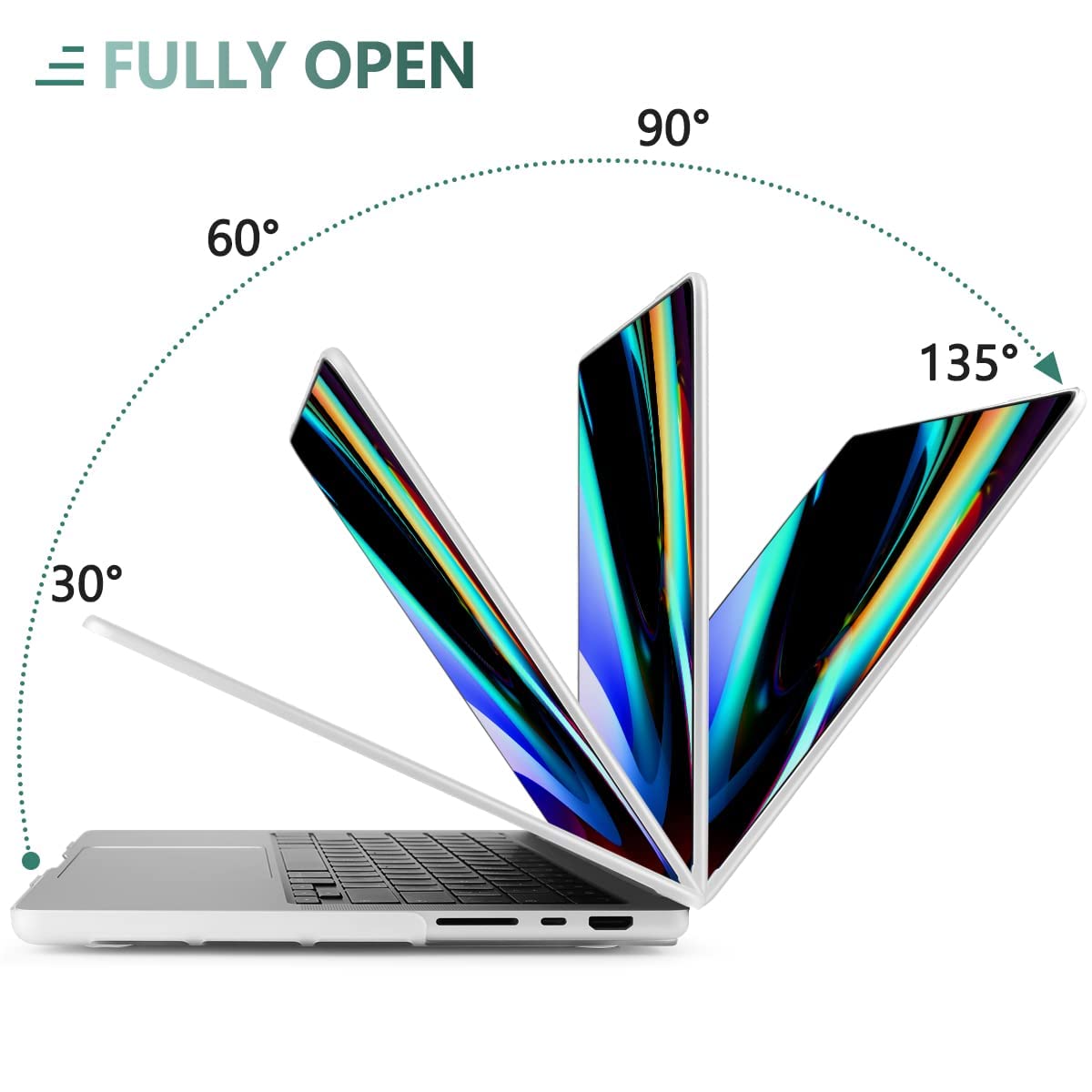 Suitable for  MacBook Pro 16 inch Case 2023 2022 2021 M2 A2780 A2485 M1 Pro/Max Hard Shell Case Keyboard Cover White 5