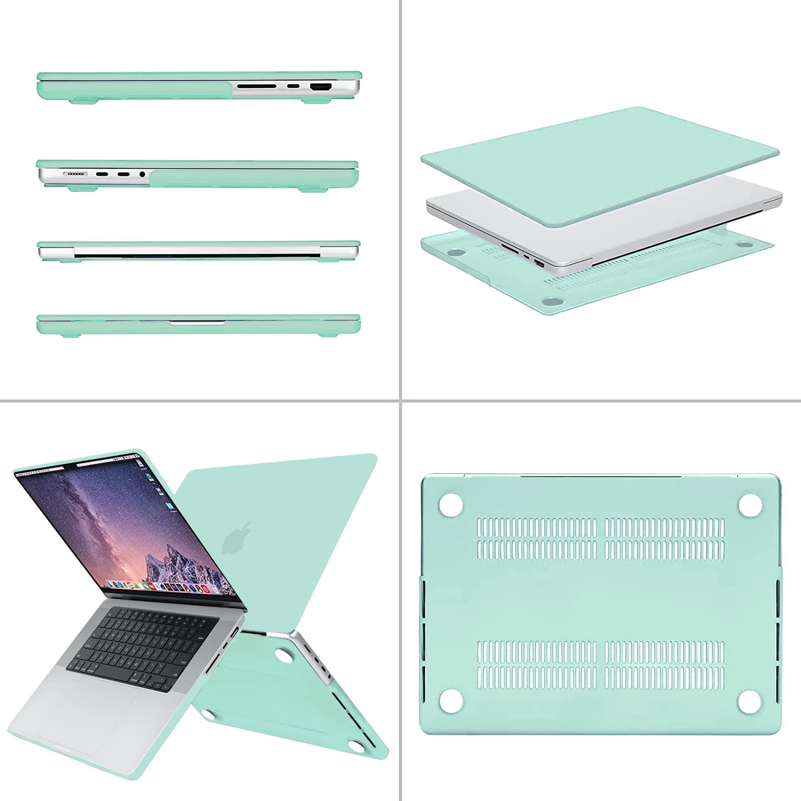 Suitable for  MacBook Pro 16 inch Case 2023 2022 2021 M2 A2780 A2485 M1 Pro/Max Hard Shell Case Keyboard Cover Green 4