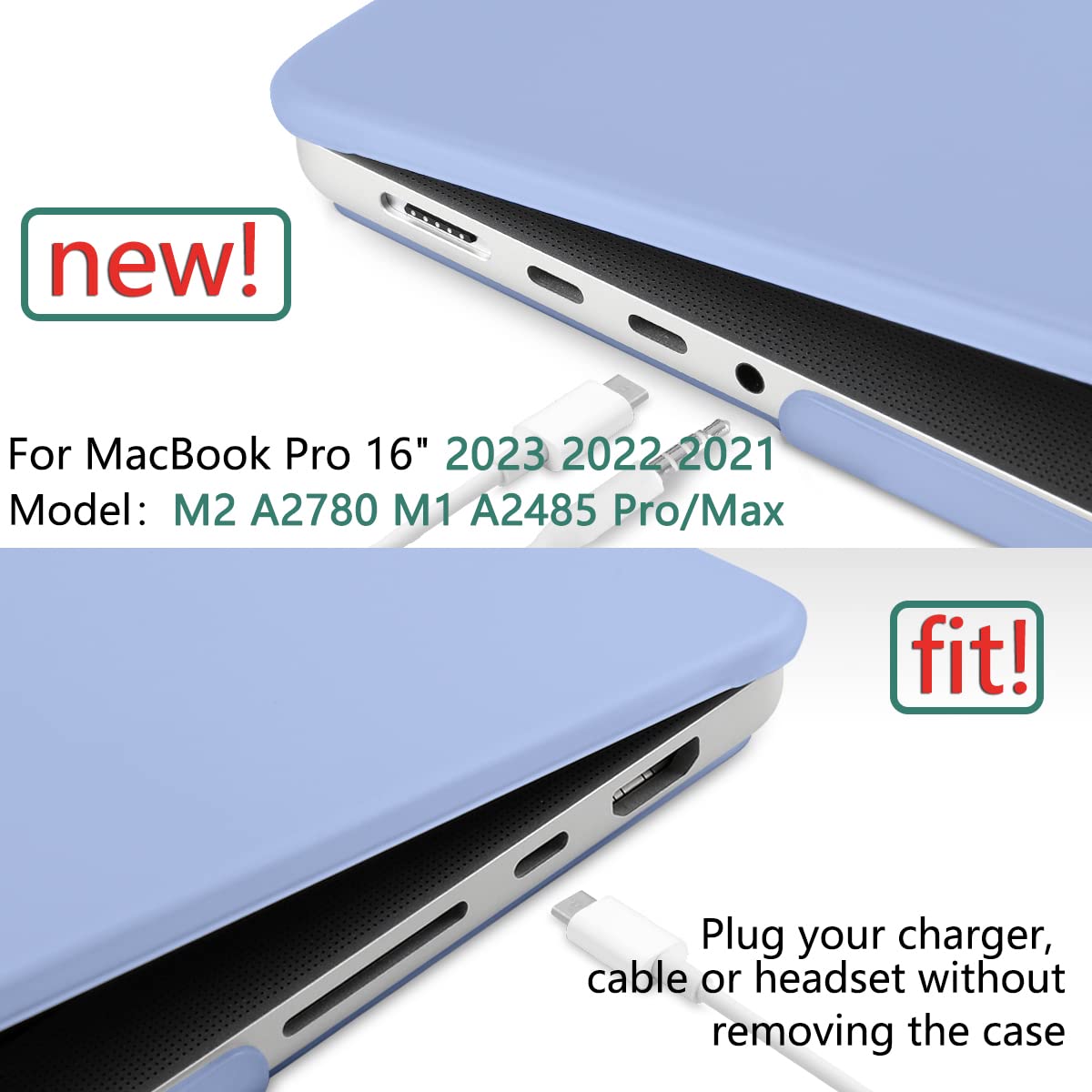Suitable for  MacBook Pro 16 inch Case 2023 2022 2021 M2 A2780 A2485 M1 Pro/Max Hard Shell Case Keyboard Cover 3