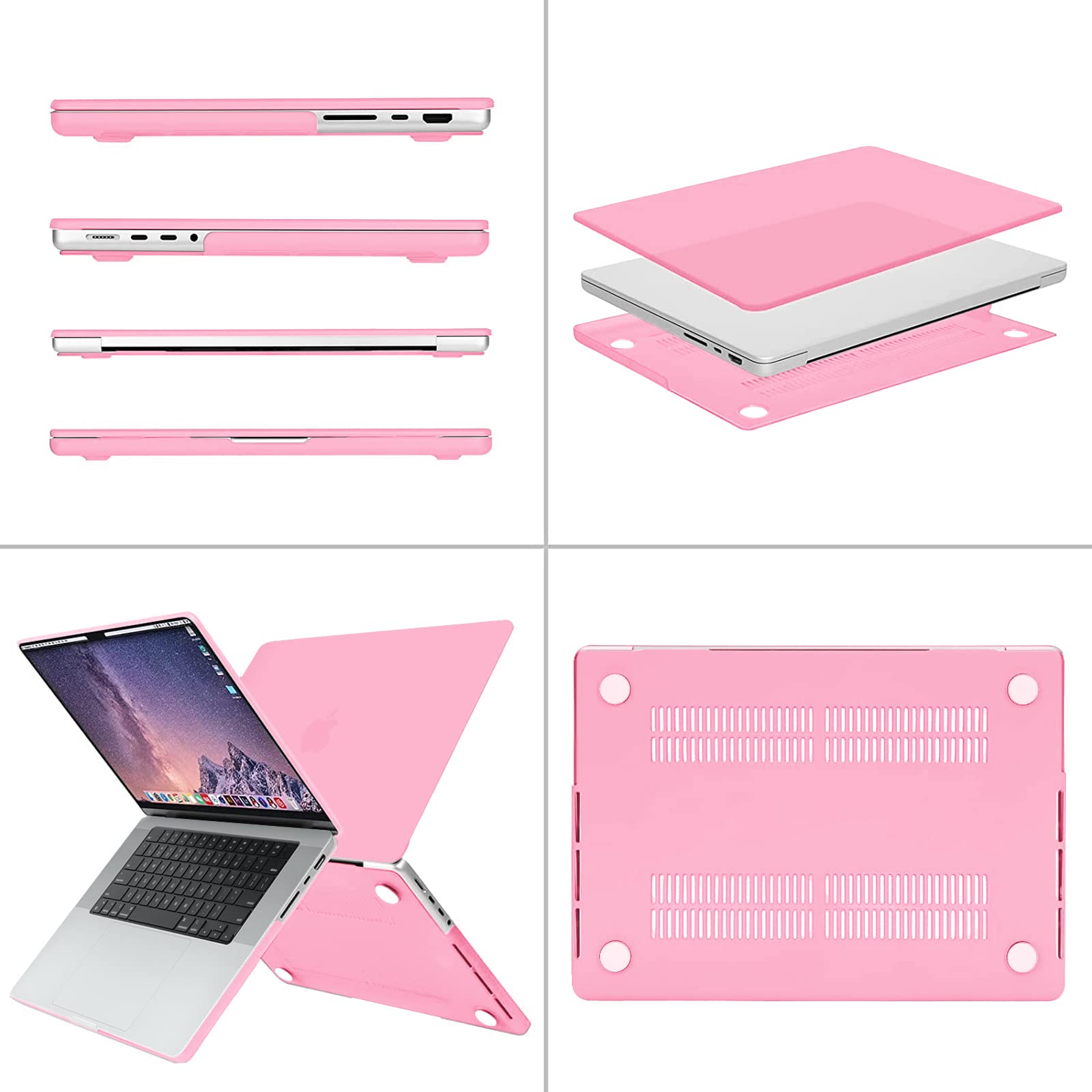 Suitable for  MacBook Pro 16 inch Case 2023 2022 2021 M2 A2780 A2485 M1 Pro/Max Hard Shell Case Keyboard Cover Pink 5