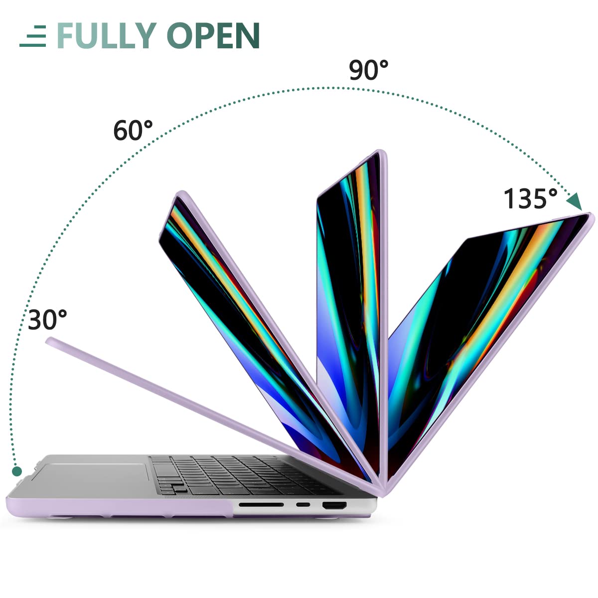 Suitable for  MacBook Pro 16 inch Case 2023 2022 2021 M2 A2780 A2485 M1 Pro/Max Hard Shell Case Keyboard Cover Purple 7