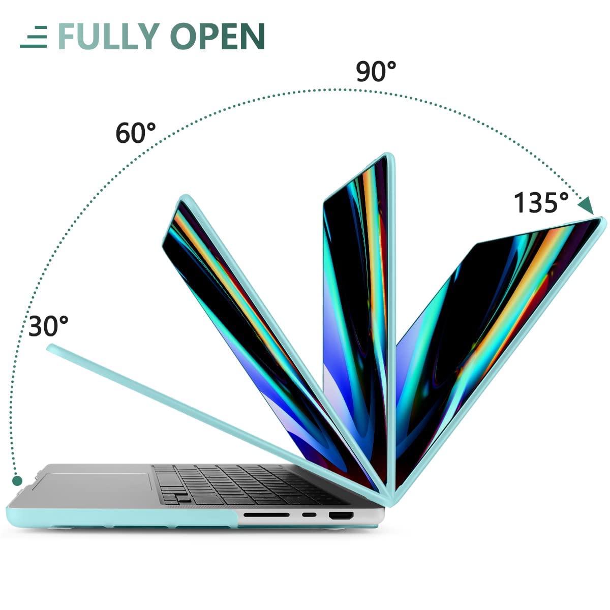 Suitable for  MacBook Pro 16 inch Case 2023 2022 2021 M2 A2780 A2485 M1 Pro/Max Hard Shell Case Keyboard Cover Turquoise 6