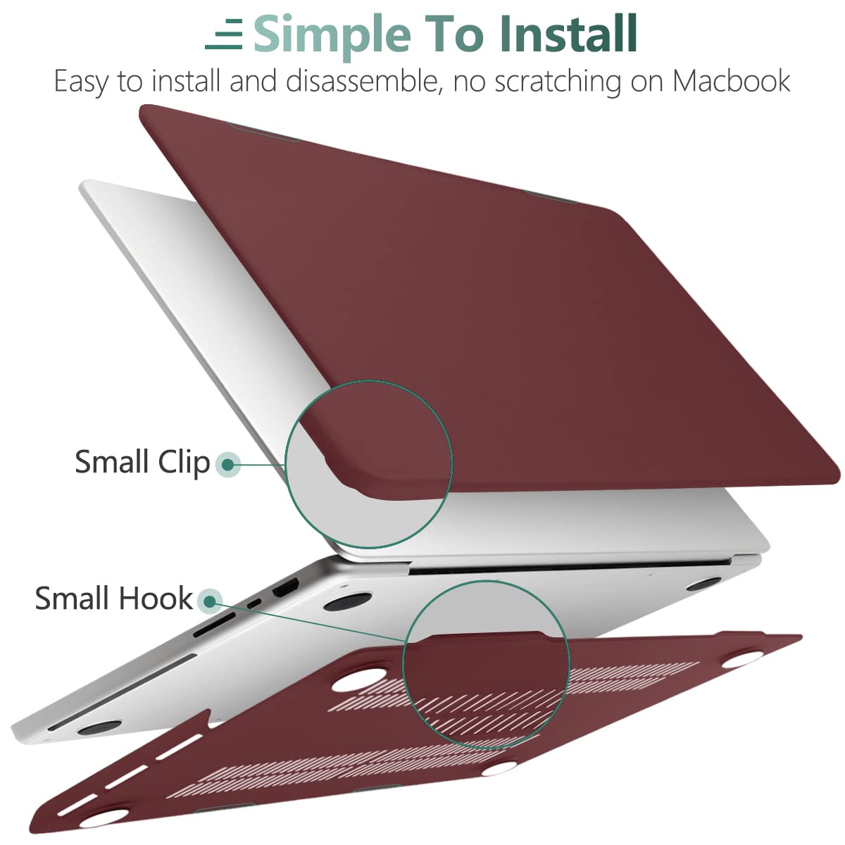 Suitable for  MacBook Pro 16 inch Case 2023 2022 2021 M2 A2780 A2485 M1 Pro/Max Hard Shell Case Keyboard Cover Wine Red 5