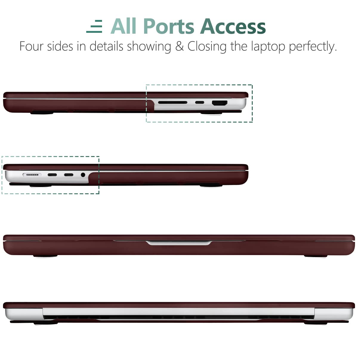 Suitable for  MacBook Pro 16 inch Case 2023 2022 2021 M2 A2780 A2485 M1 Pro/Max Hard Shell Case Keyboard Cover Wine Red 6