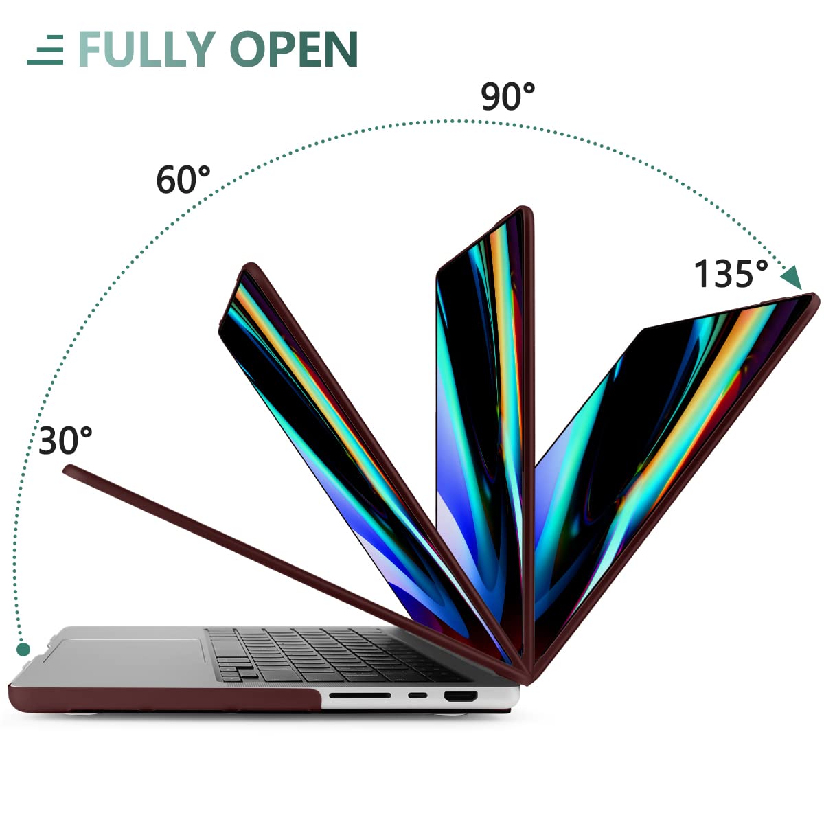 Suitable for  MacBook Pro 16 inch Case 2023 2022 2021 M2 A2780 A2485 M1 Pro/Max Hard Shell Case Keyboard Cover Wine Red 7