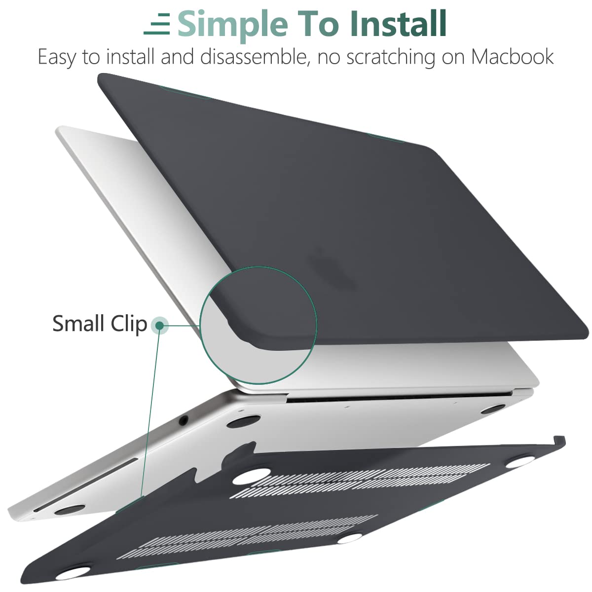 Suitable for  2023 2022 MacBook Air 13 inch case M2 Model A2681 Hard Shell Case Keyboard Cover Black 7