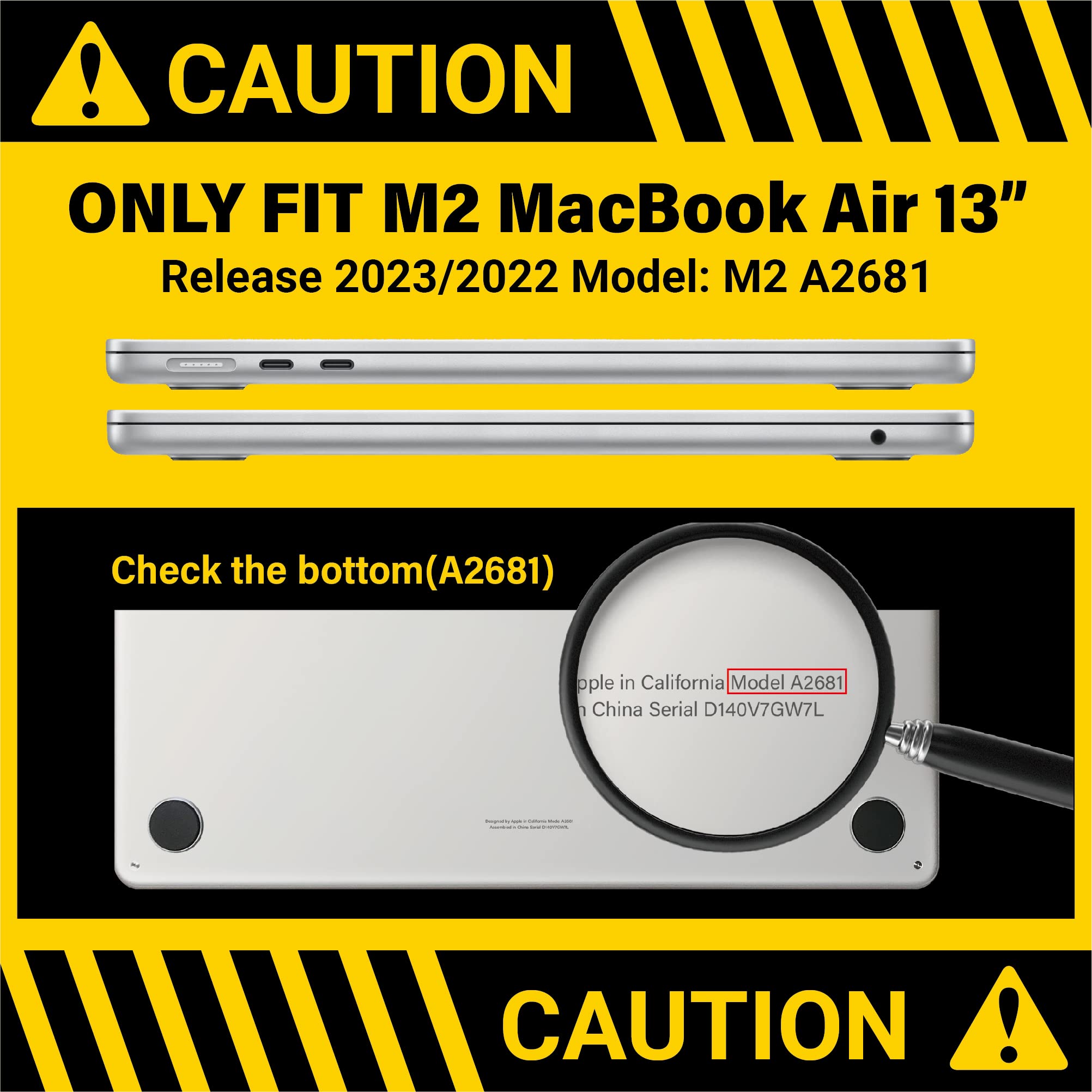 Suitable for  2023 2022 MacBook Air 13 inch case M2 Model A2681 Hard Shell Case Keyboard Cover Blue 3