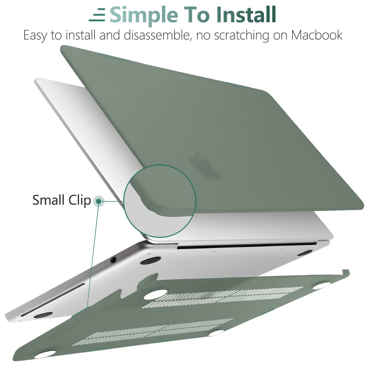 Suitable for  2023 2022 MacBook Air 13 inch case M2 Model A2681 Hard Shell Case Keyboard Cover Midnight Green 5