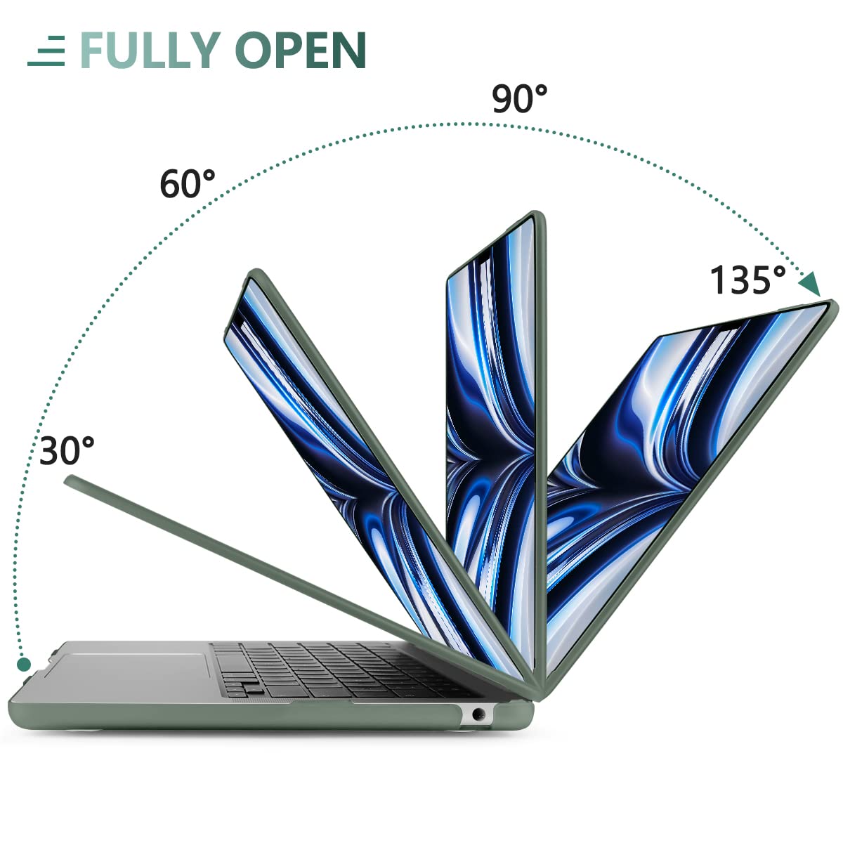 Suitable for  2023 2022 MacBook Air 13 inch case M2 Model A2681 Hard Shell Case Keyboard Cover Midnight Green 6