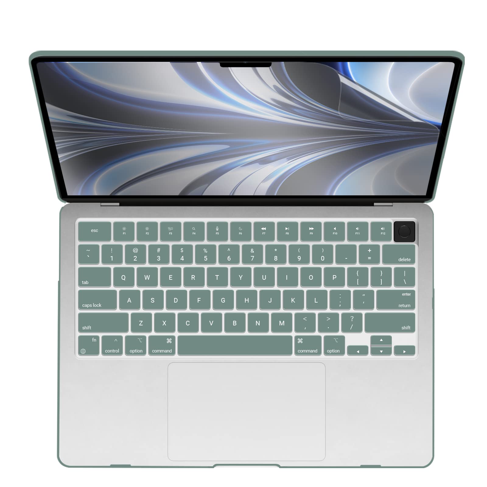 Suitable for  2023 2022 MacBook Air 13 inch case M2 Model A2681 Hard Shell Case Keyboard Cover Midnight Green 9