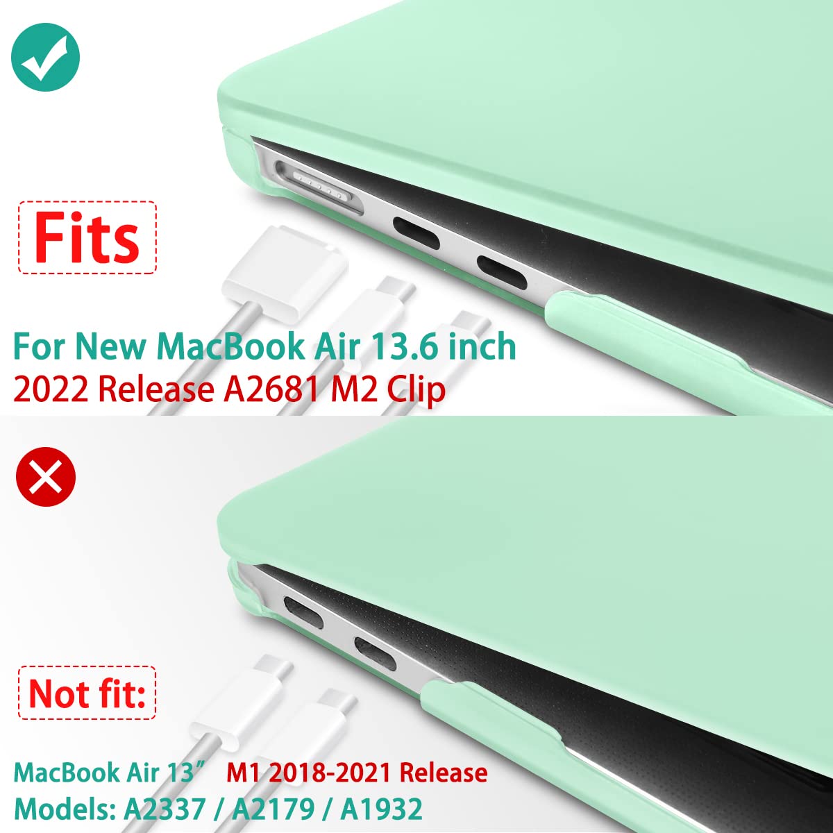 Suitable for  2023 2022 MacBook Air 13 inch case M2 Model A2681 Hard Shell Case Keyboard Cover Green 4