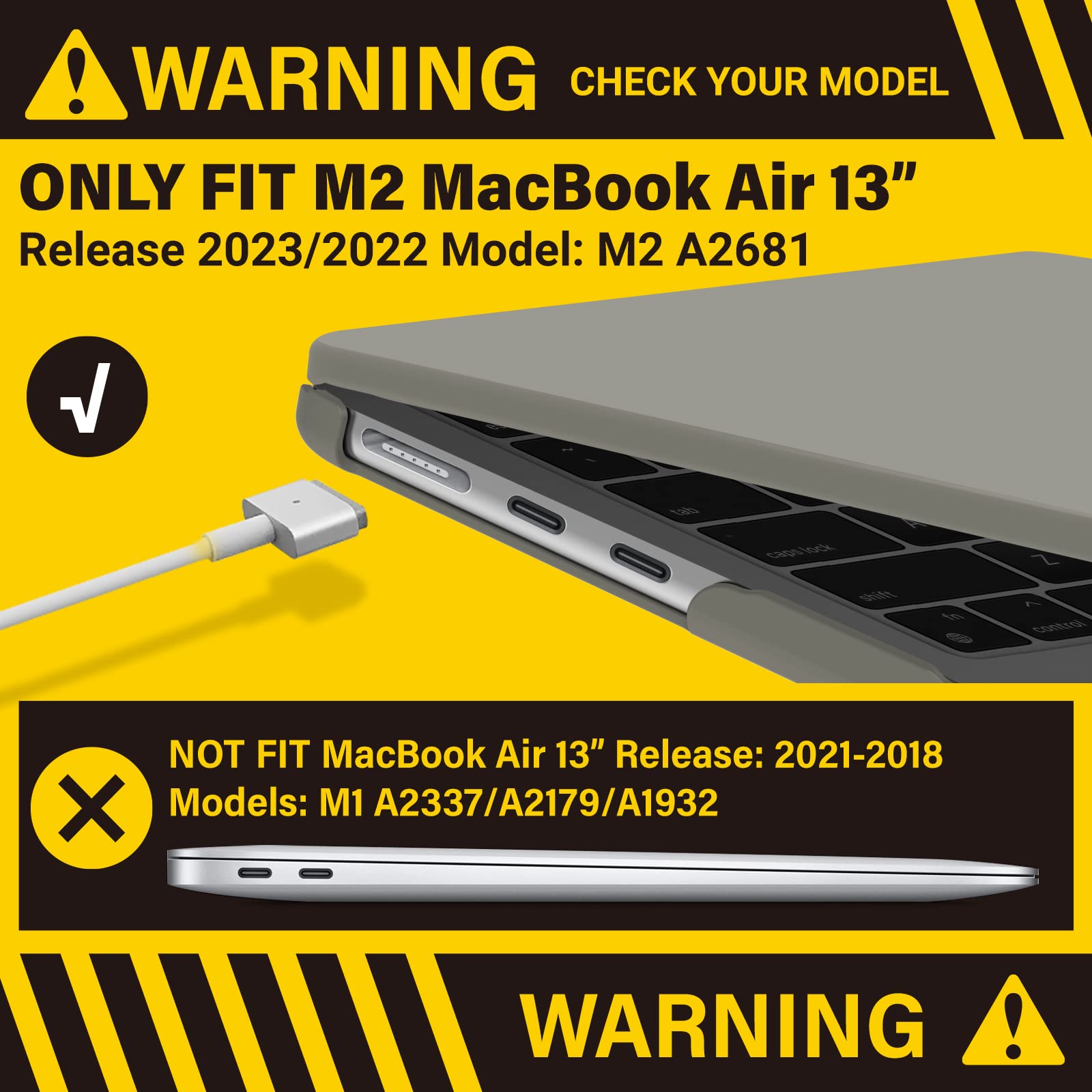 Suitable for  2023 2022 MacBook Air 13 inch case M2 Model A2681 Hard Shell Case Keyboard Cover Grey 3