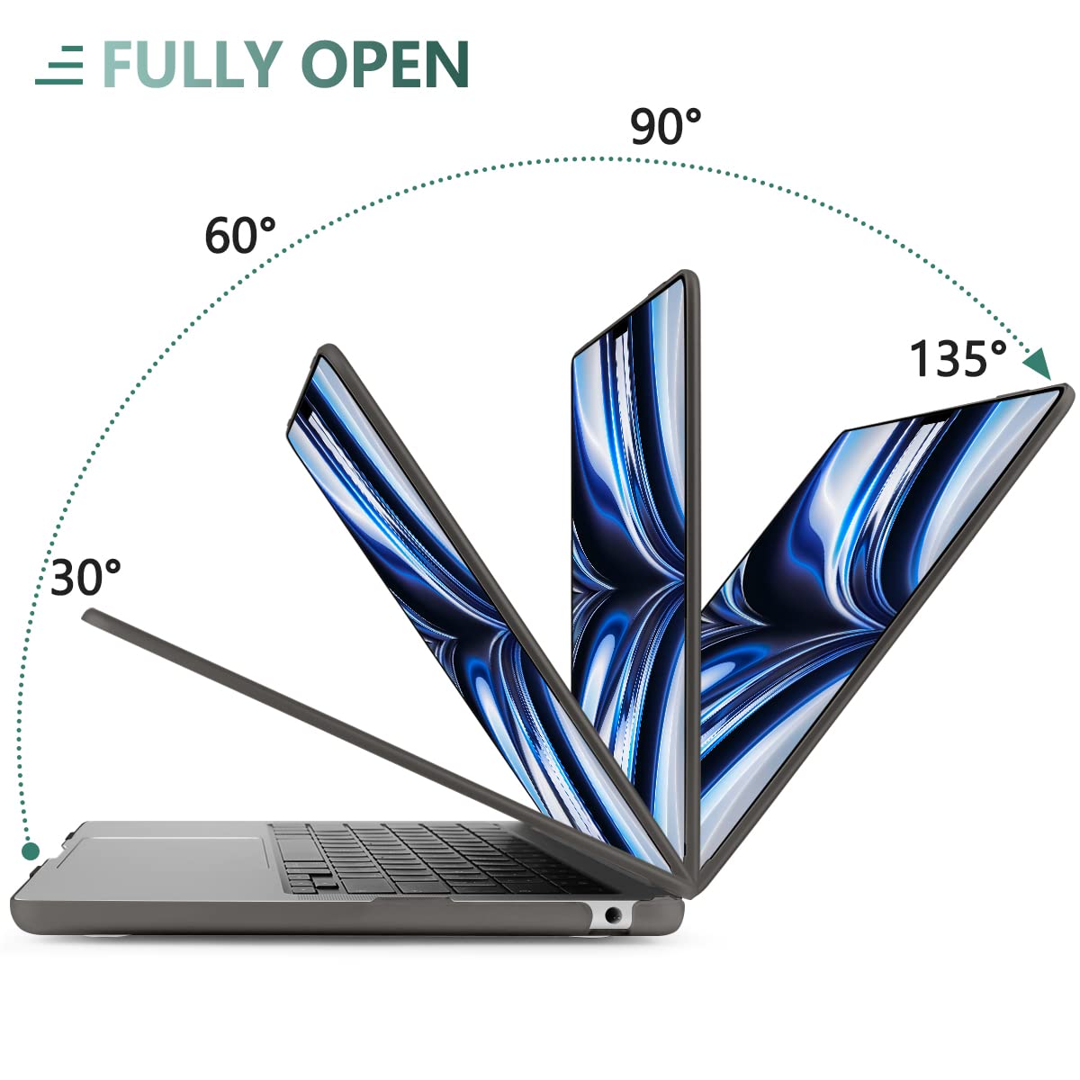 Suitable for  2023 2022 MacBook Air 13 inch case M2 Model A2681 Hard Shell Case Keyboard Cover Grey 6