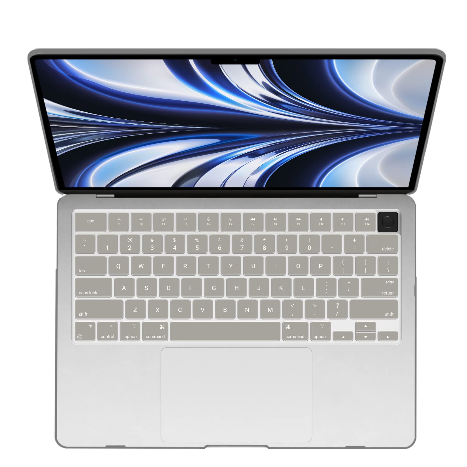 Suitable for  2023 2022 MacBook Air 13 inch case M2 Model A2681 Hard Shell Case Keyboard Cover Grey 10