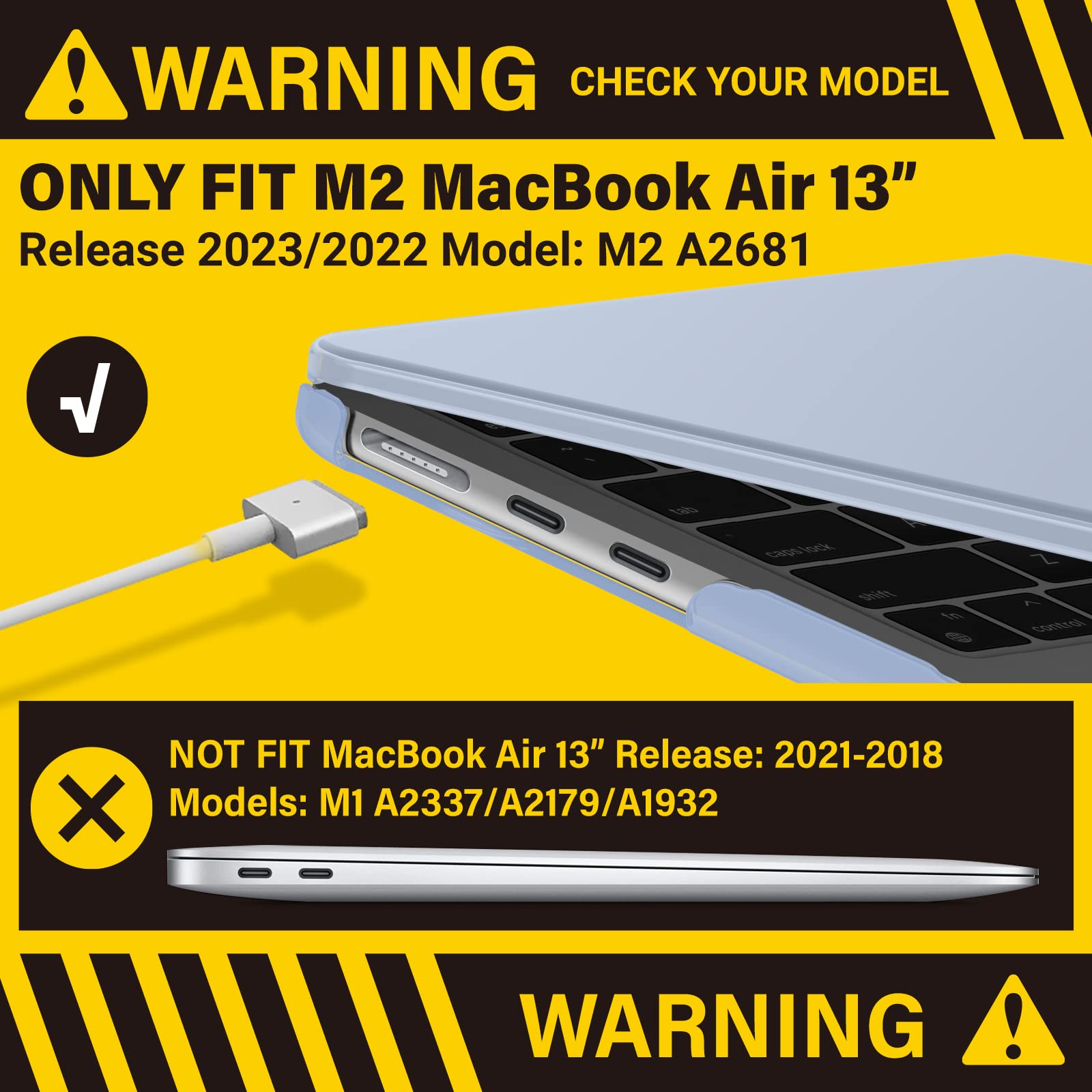 Suitable for  2023 2022 MacBook Air 13 inch case M2 Model A2681 Hard Shell Case Keyboard Cover 3