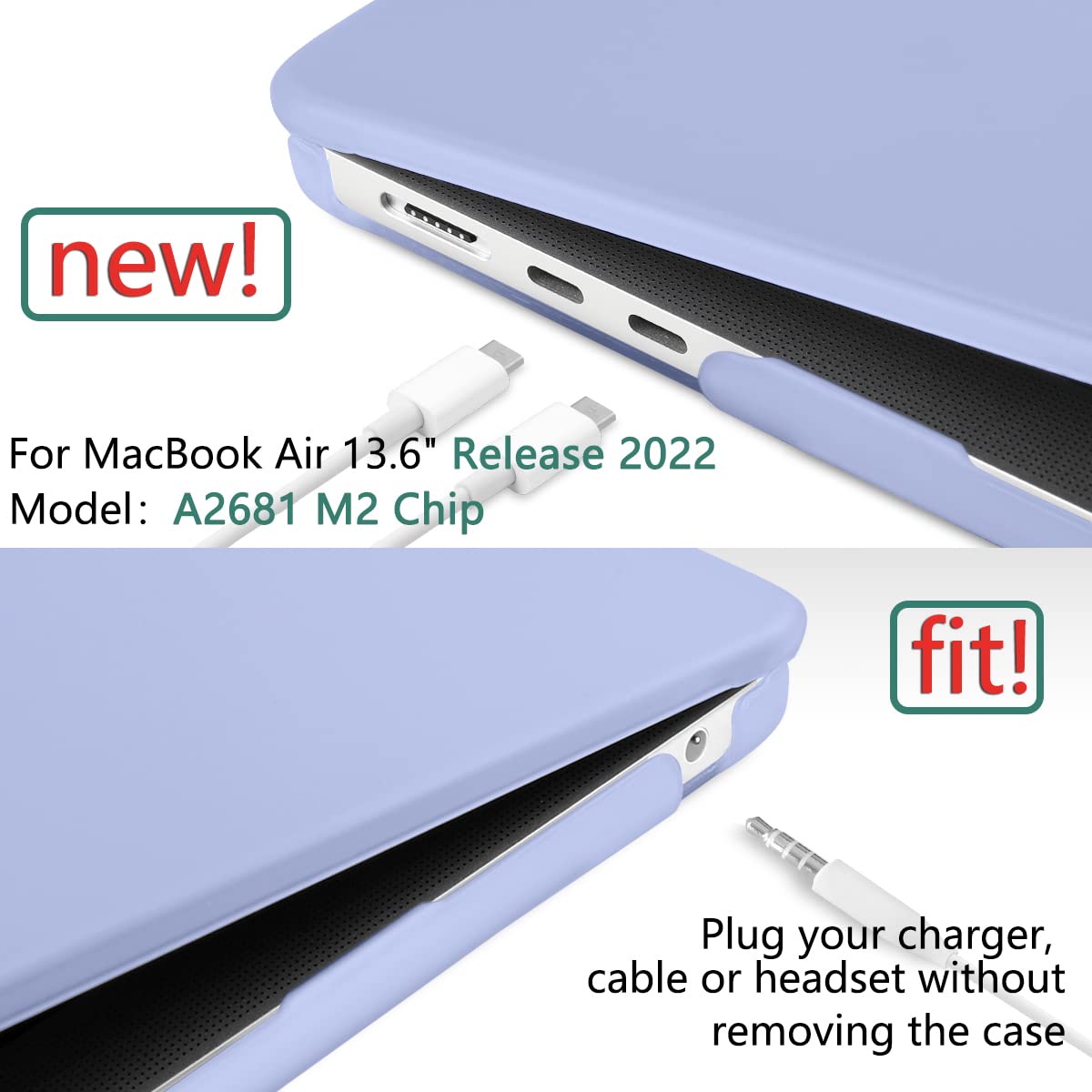 Suitable for  2023 2022 MacBook Air 13 inch case M2 Model A2681 Hard Shell Case Keyboard Cover 4