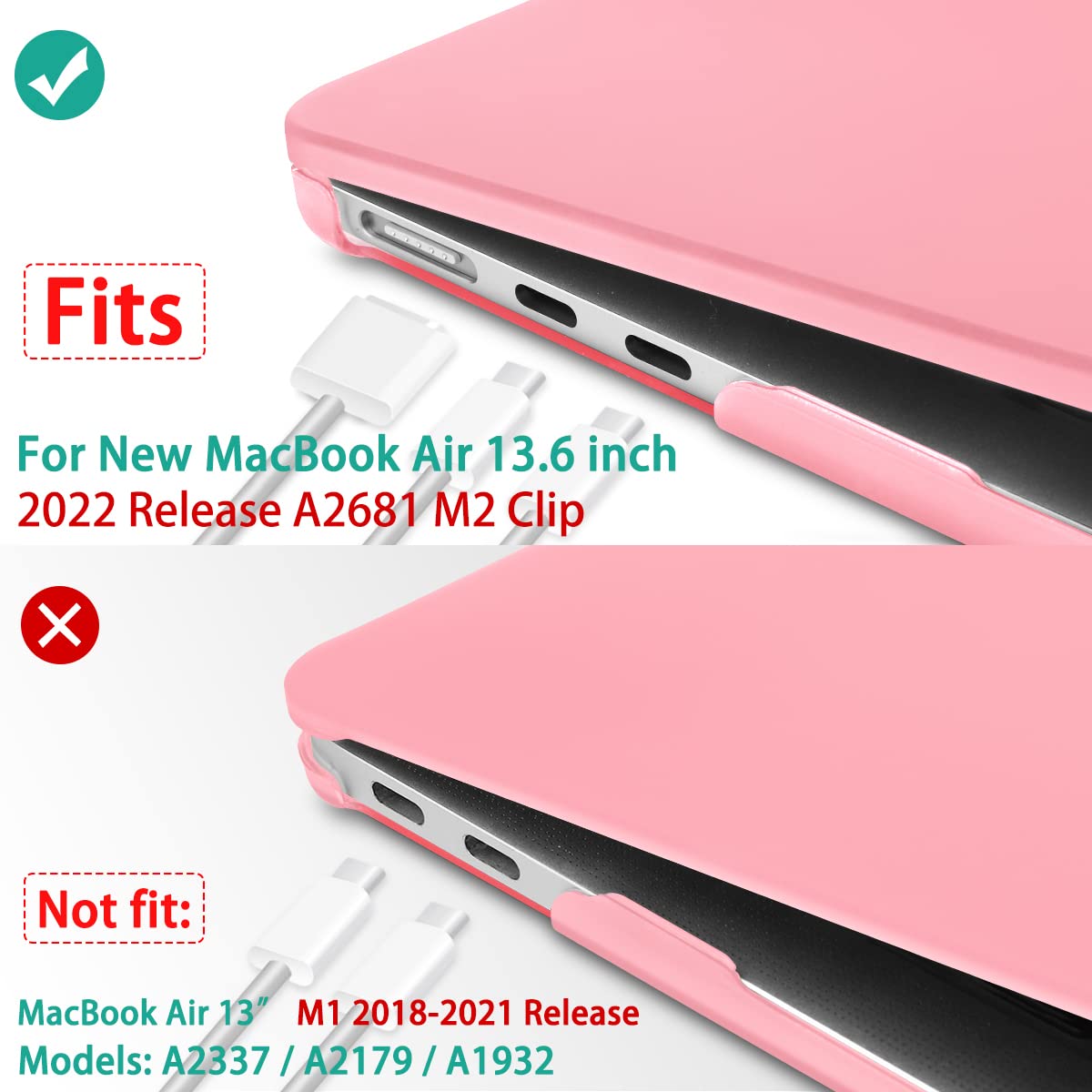 Suitable for  2023 2022 MacBook Air 13 inch case M2 Model A2681 Hard Shell Case Keyboard Cover Pink 4