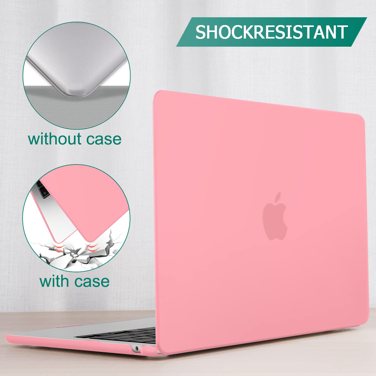 Suitable for  2023 2022 MacBook Air 13 inch case M2 Model A2681 Hard Shell Case Keyboard Cover Pink 9