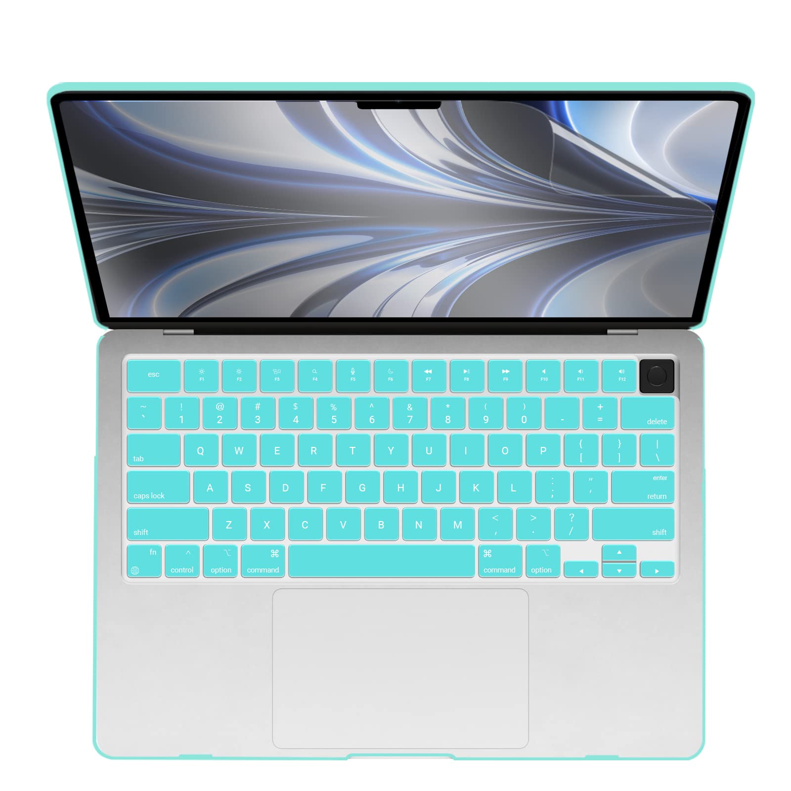 Suitable for  2023 2022 MacBook Air 13 inch case M2 Model A2681 Hard Shell Case Keyboard Cover Turquoise 9
