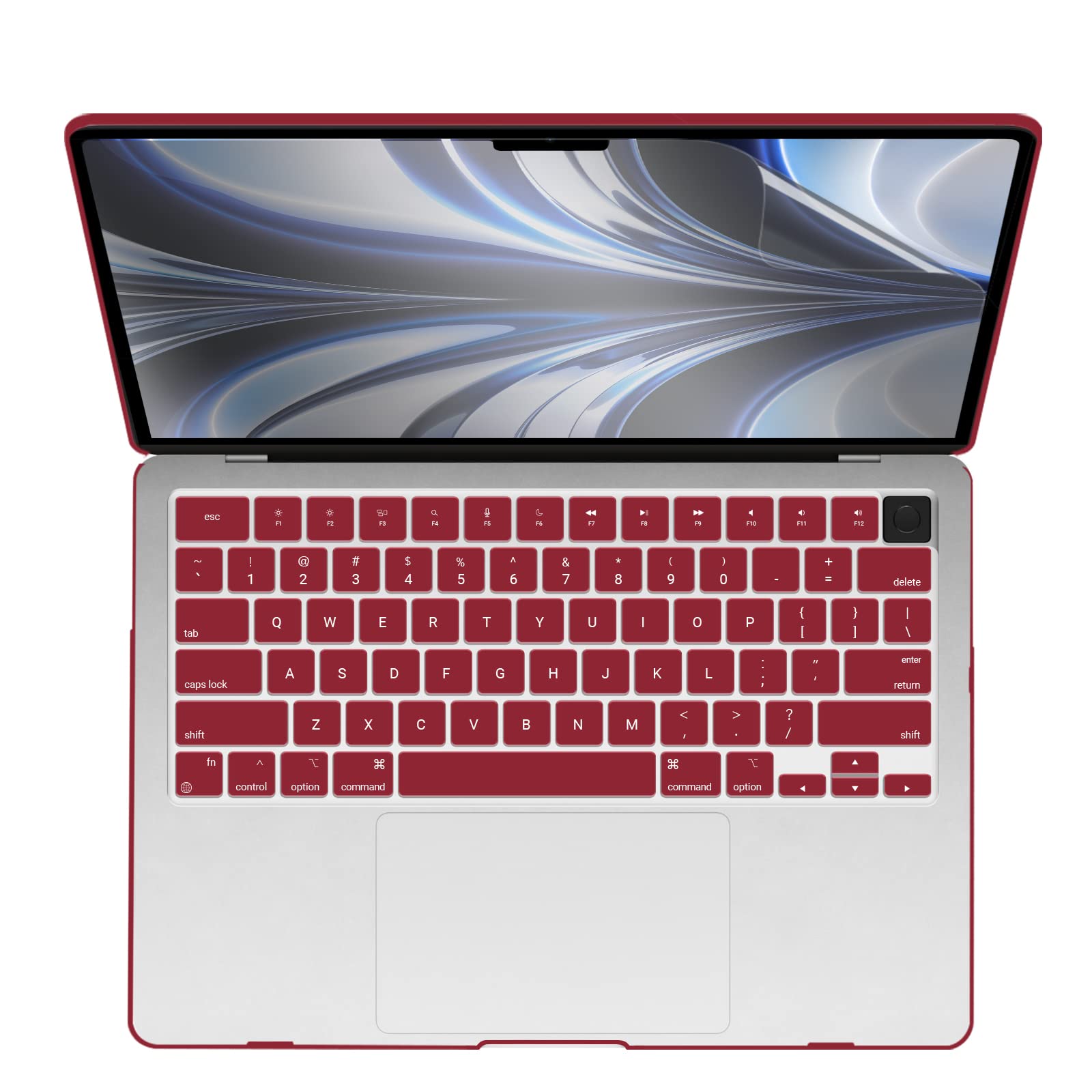 Suitable for  2023 2022 MacBook Air 13 inch case M2 Model A2681 Hard Shell Case Keyboard Cover Wine Red 9