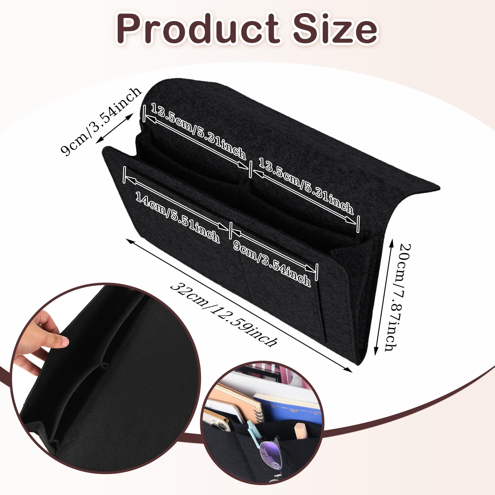 Bed Organiser Bedside Caddy Sofa Organiserd Book Magazines Organiser Black 5