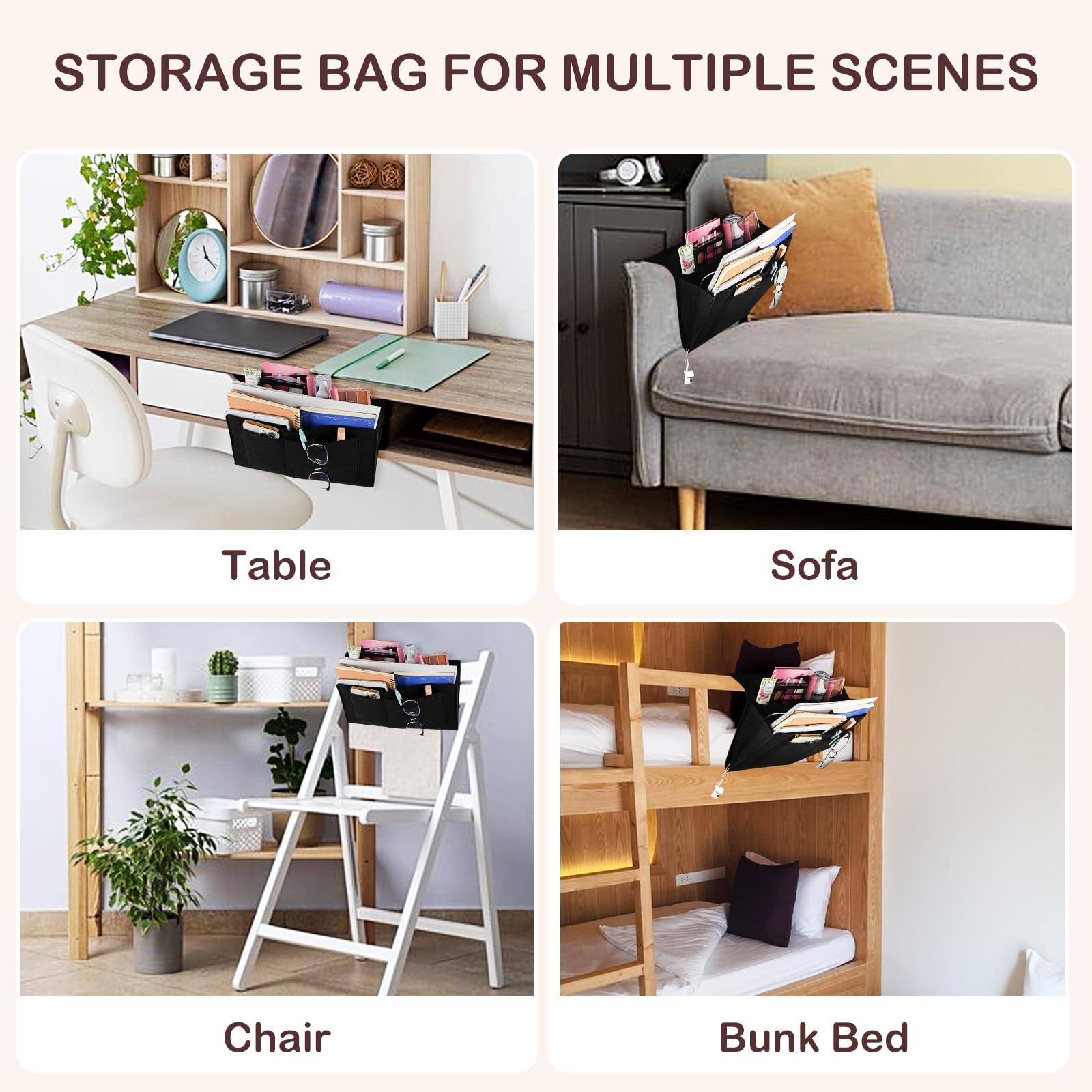 Bed Organiser Bedside Caddy Sofa Organiserd Book Magazines Organiser Black 6