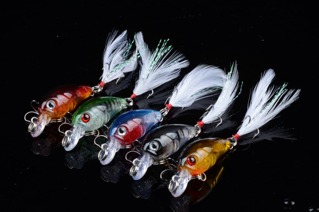 5x 4.5cm Popper Crank Bait Fishing Lure Lures Surface Tackle Saltwater 5