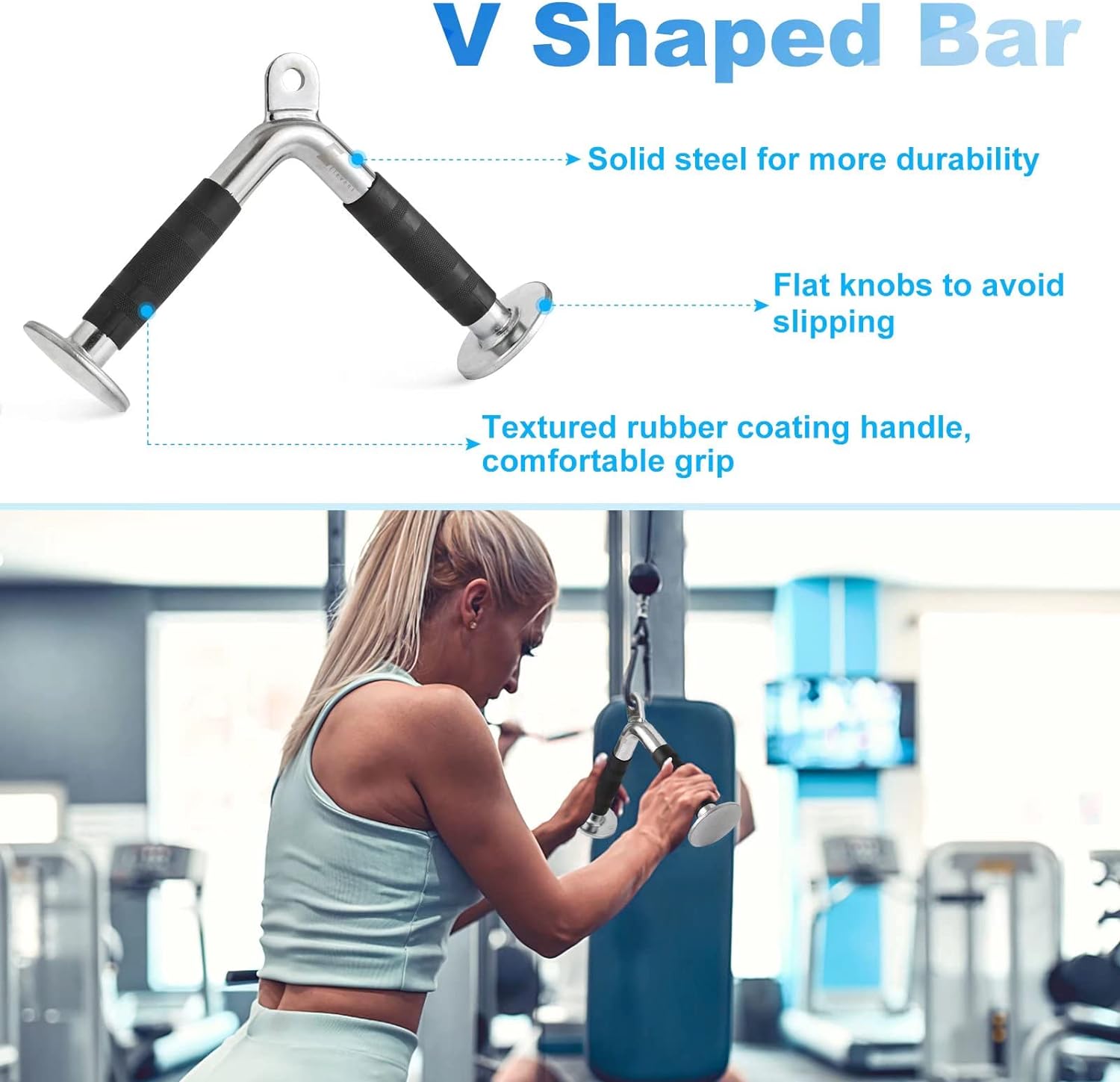 LAT V Bar V Pull Down Handle Row Handle Cable Machine Attachment 4