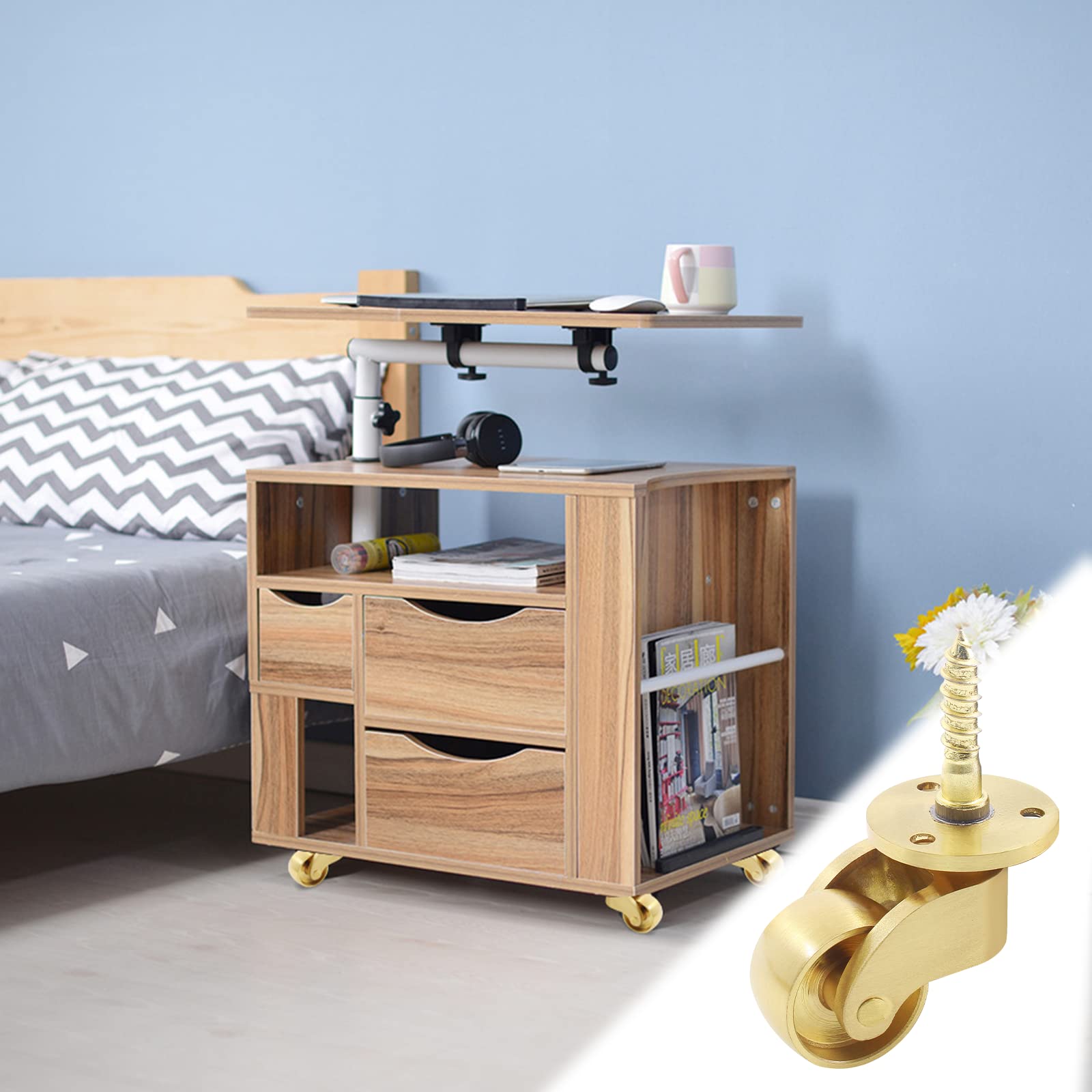 25mm Castor Brass Caster Wheel Swivel Vintage Chairs Cabinet Bed Furniture Wheels Brass 6