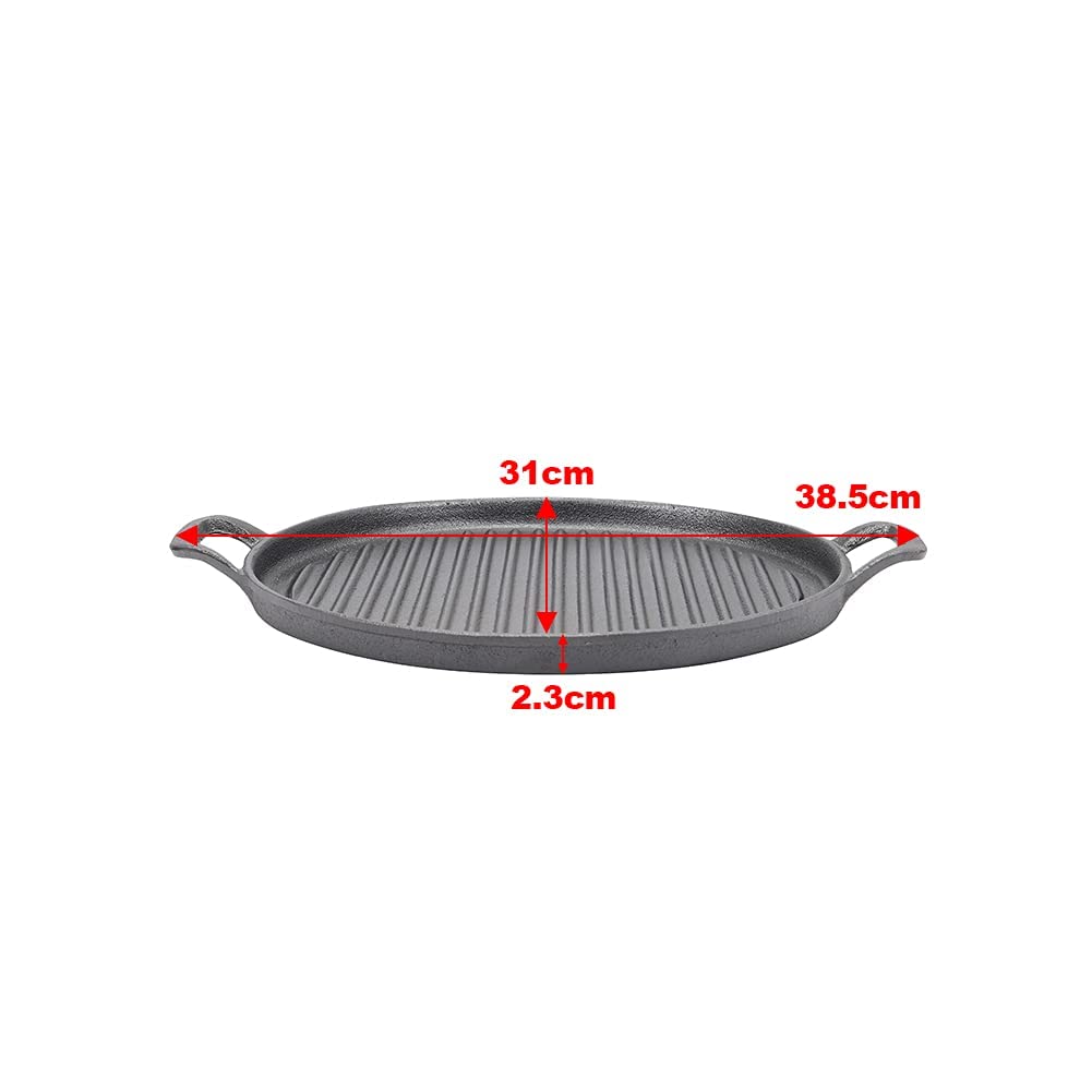 30cm Round Cast Iron Griddle Plate, BBQ Pan Cooking Griddle Grill for StoveF, Oven 4