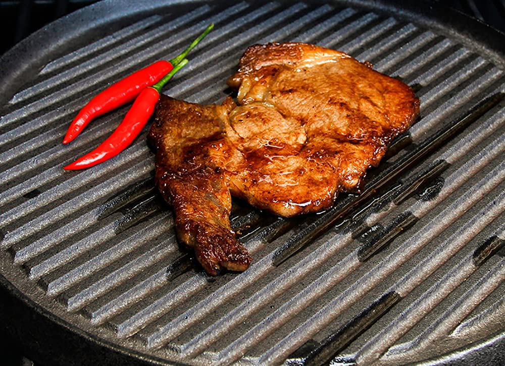 30cm Round Cast Iron Griddle Plate, BBQ Pan Cooking Griddle Grill for StoveF, Oven 7