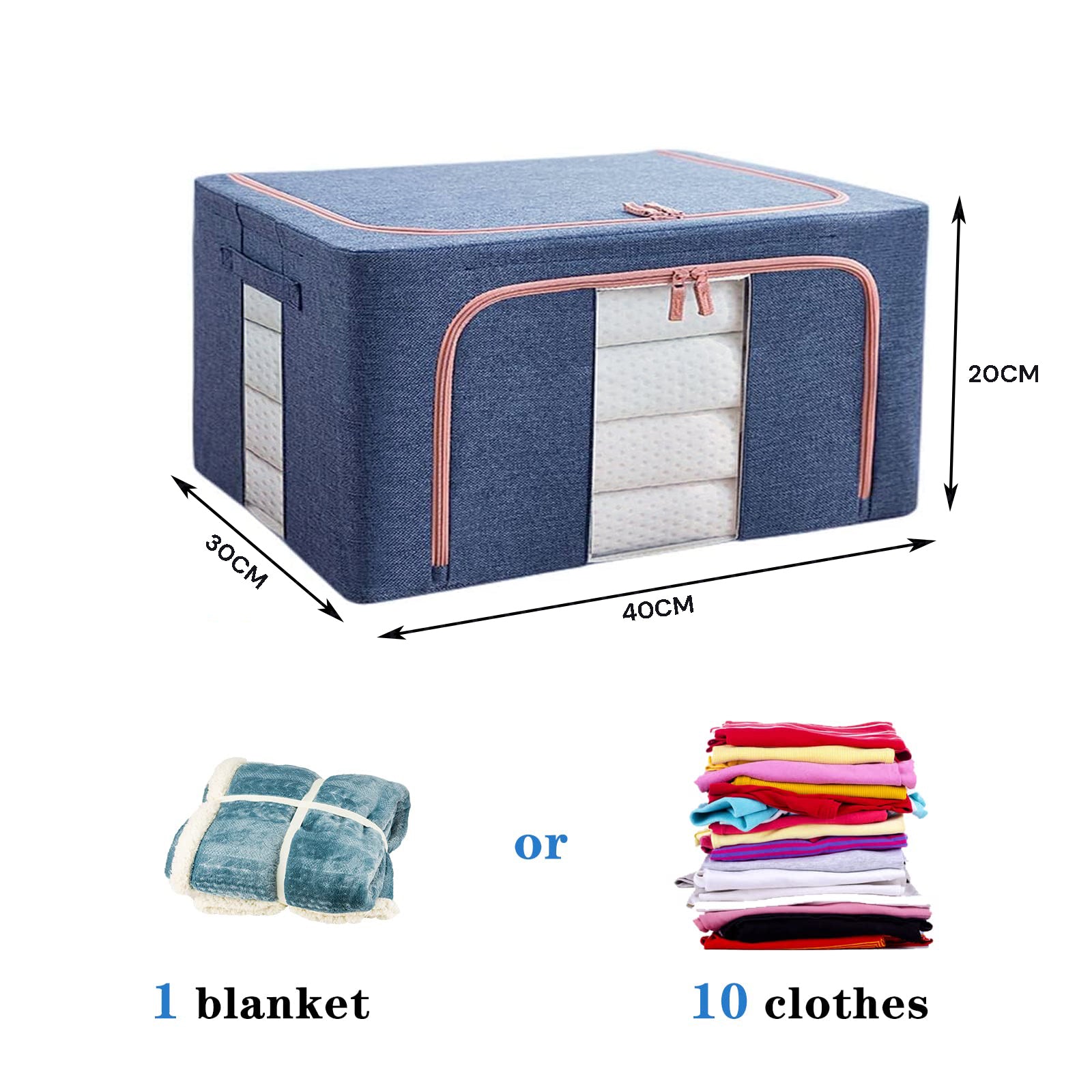 24L Cloth Storage Box Closet Organizer Storage Bags Clothes Storage Bags Wardrobe Organizer Idea Blue 4
