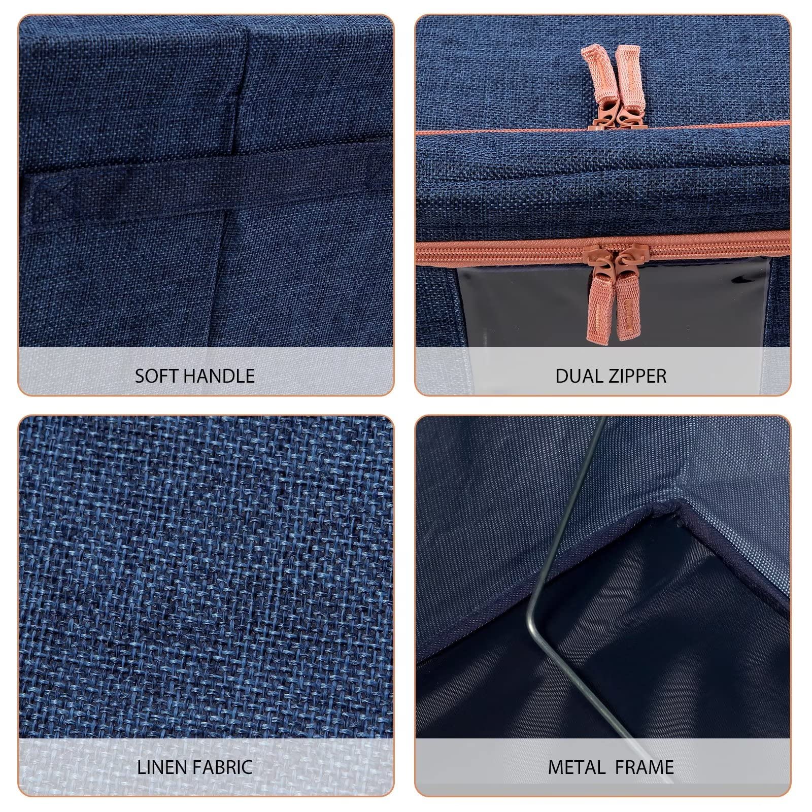 66L Cloth Storage Box Closet Organizer Storage Bags Clothes Storage Bags Wardrobe Organizer Idea Grey Blue 5