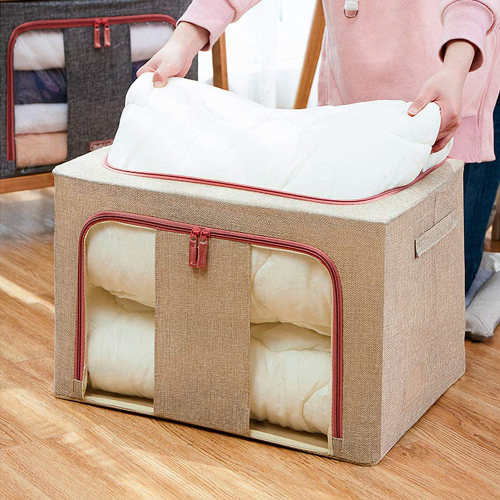 100L Cloth Storage Box Closet Organizer Storage Bags Clothes Storage Bags Wardrobe Organizer Idea CREAM 3