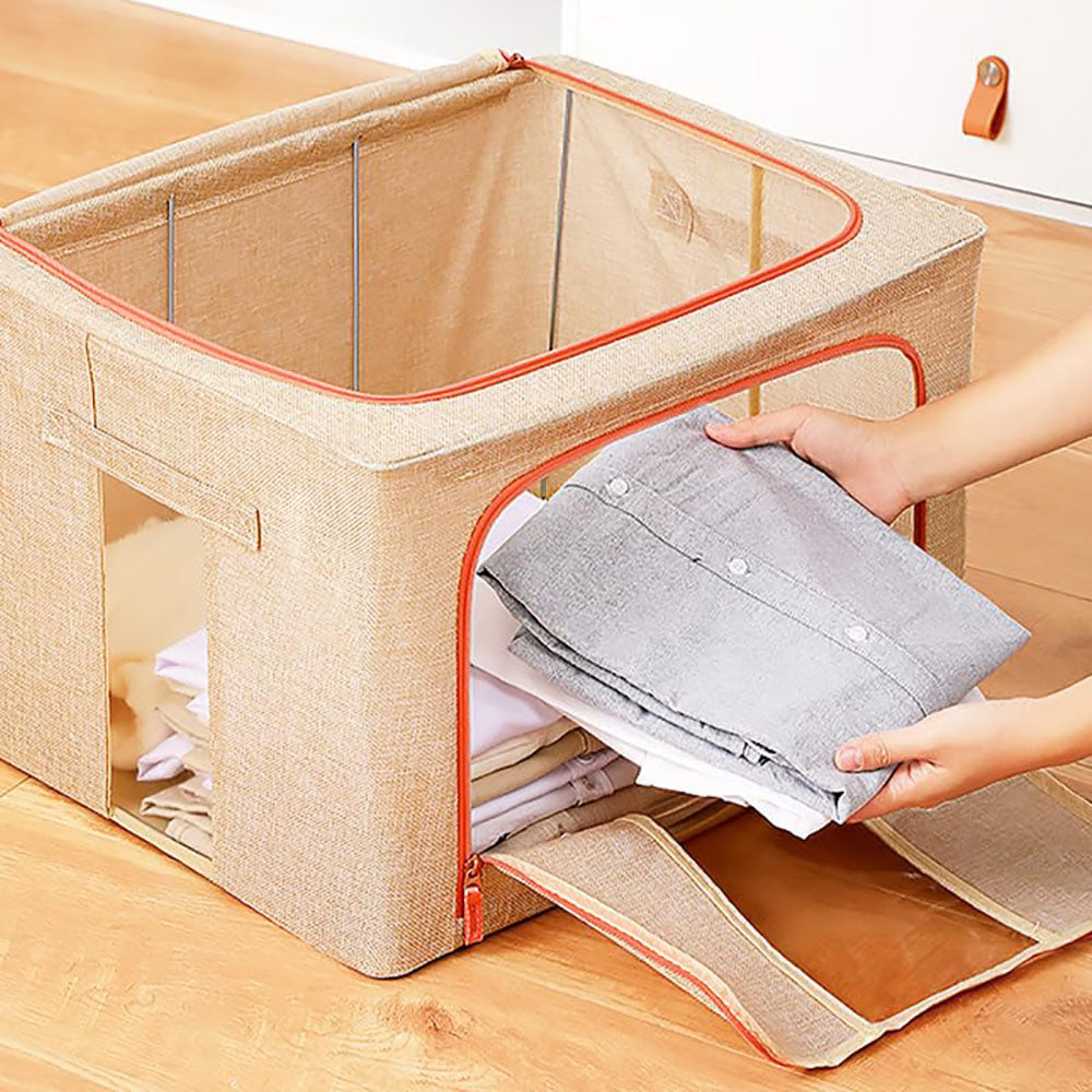 66L Cloth Storage Box Closet Organizer Storage Bags Clothes Storage Bags Wardrobe Organizer Idea CREAM 7