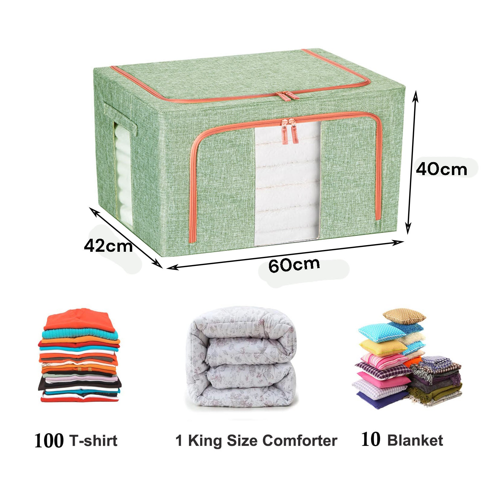 100L Cloth Storage Box Closet Organizer Storage Bags Clothes Storage Bags Wardrobe Organizer Idea GREEN 4