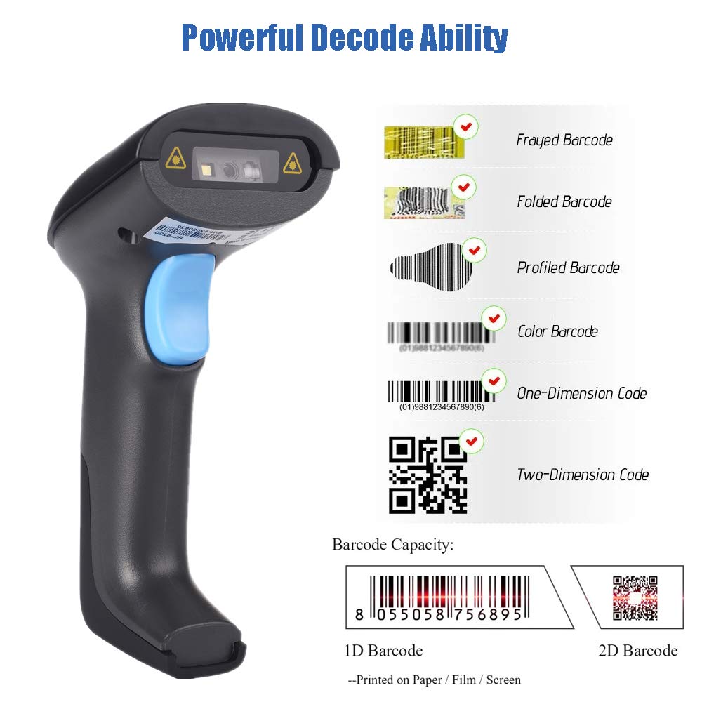 Wired Barcode QR Bar Code Screen Scanner Data 1D 2D Reader USB Cable Mobile Payment Store 6