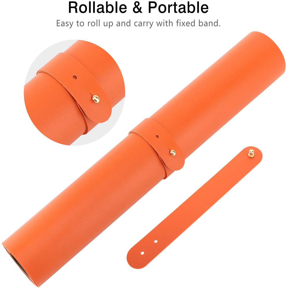 Orange 120cm*60cm Dual Side Office Desk Pad Waterproof PU Leather Computer Mouse Pad 6