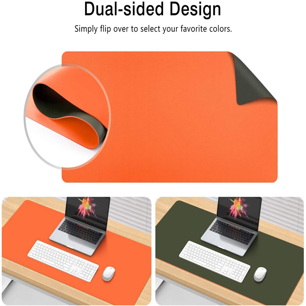 Orange 90cm*45cm Dual Side Office Desk Pad Waterproof PU Leather Computer Mouse Pad 5