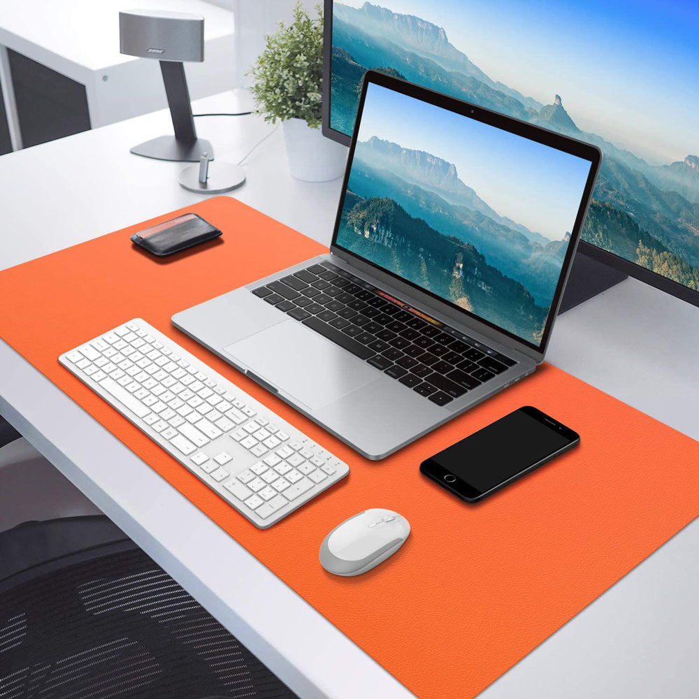 Orange 90cm*45cm Dual Side Office Desk Pad Waterproof PU Leather Computer Mouse Pad 7