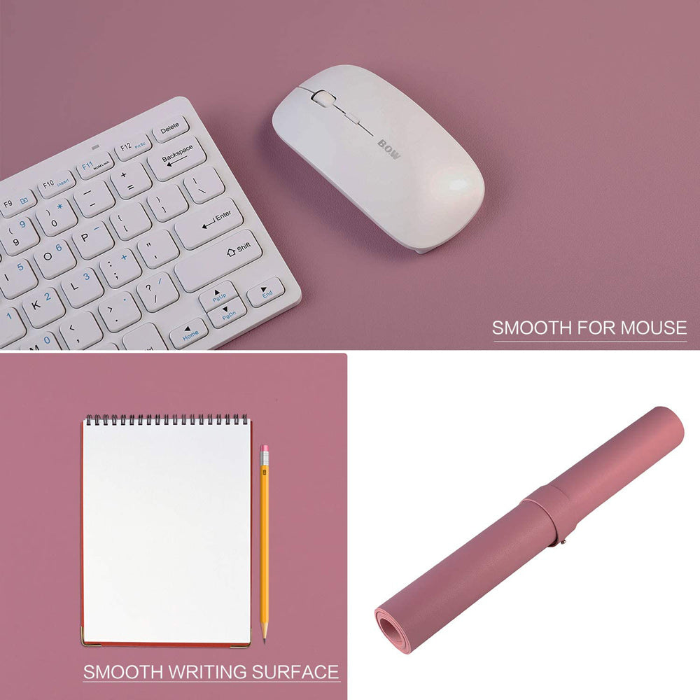 Pink 90cm*45cm Dual Side Office Desk Pad Waterproof PU Leather Computer Mouse Pad 3