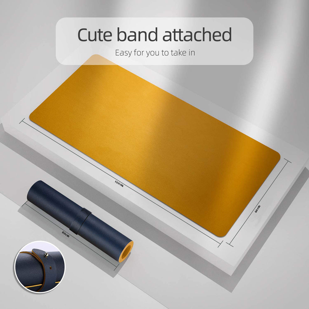 Dark Blue 120cm*60cm Dual Side Office Desk Pad Waterproof PU Leather Computer Mouse Pad 3