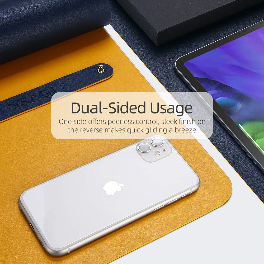 Dark Blue 120cm*60cm Dual Side Office Desk Pad Waterproof PU Leather Computer Mouse Pad 5