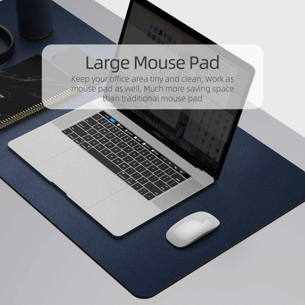 Dark Blue 120cm*60cm Dual Side Office Desk Pad Waterproof PU Leather Computer Mouse Pad 6