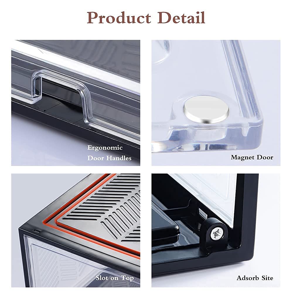 Large Shoe Storage Boxes Stackable Shoe Box Organisers Containers Display Cases Bins Magnetic Door 4