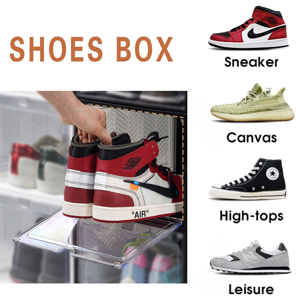 Large Shoe Storage Boxes Stackable Shoe Box Organisers Containers Display Cases Bins Magnetic Door 7