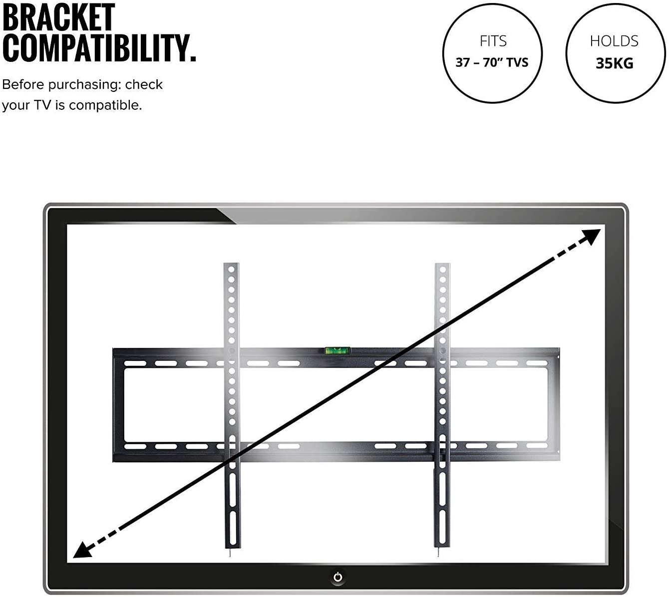 32-70 Inch Fixed TV Wall Mount Bracket TV Bracket Wall Mount up to 75KG 3