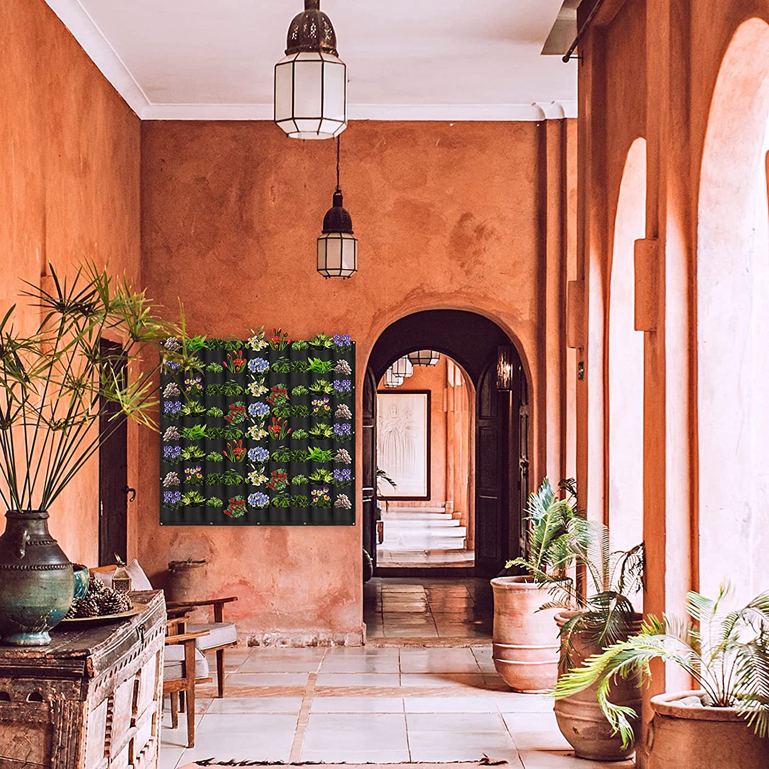 72 Pockets Wall Hanging Planter Planting Grow Bag Vertical Garden Vegetable Flower Black 8