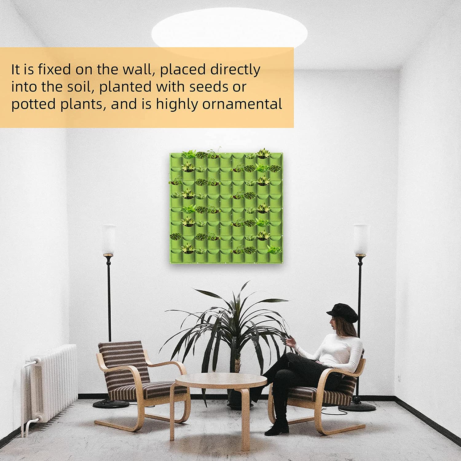 72 Pockets Wall Hanging Planter Planting Grow Bag Vertical Garden Vegetable Flower Green 6