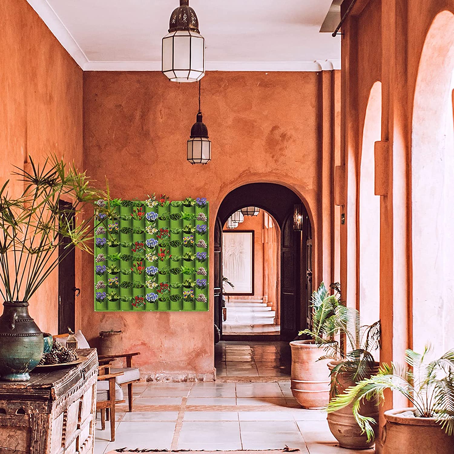 72 Pockets Wall Hanging Planter Planting Grow Bag Vertical Garden Vegetable Flower Green 8